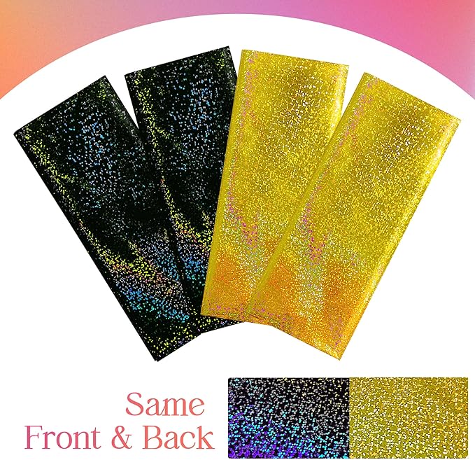 Sparkling Holographic Laser Tablecloth - Shimmering, Waterproof, Easy to Clean - Ideal for Halloween Bachelorette, Mermaid, Birthday, Wedding, and Anniversary Party Decorations (Black & Gold, 2)