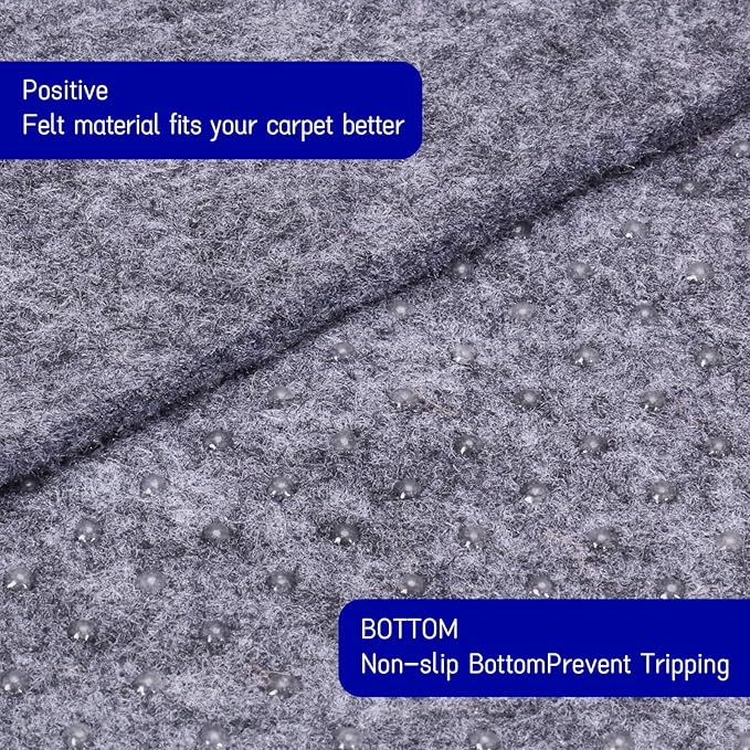 Non Slip Rug Pad 6 x 9 Ft, Felt Under Rug Cushioning, Carpet Padding for Area Rugs on Hardwood, Laminate & Tile Floors, Keeps Rugs Secure