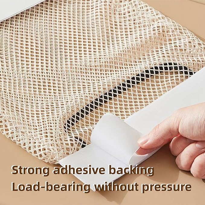 2 Pack Trash Bag Holder Dispenser Sticky Wall Mount Mesh Convenient Storage Organizer for Home Kitchen Grocery Plastic Shopping Garbage Bags Reusable Produce Tote Bag