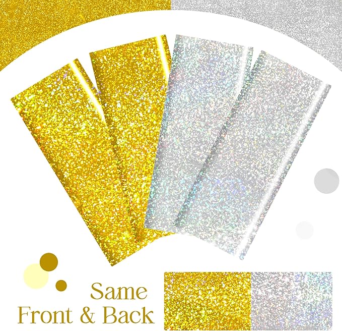 Just Shimmer Sparkling Holographic Laser Tablecloth - Shimmering, Waterproof, Easy to Clean - Ideal for Bachelorette, Mermaid, Birthday, Wedding, and Anniversary Party Decorations (Gold & Silver, 2)