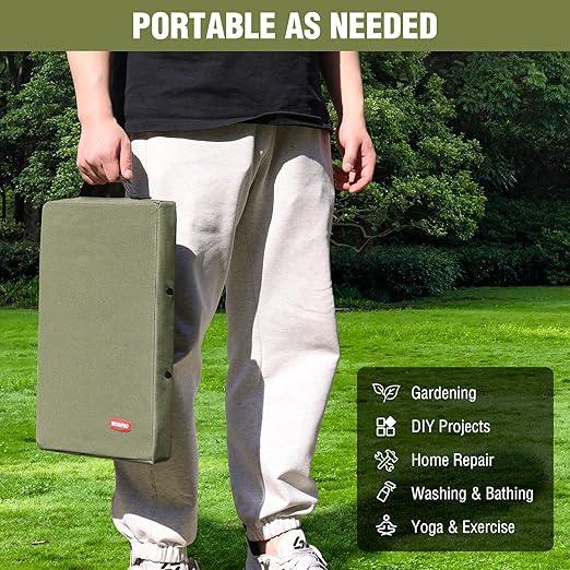 WORKPRO 17" Kneeling Pad with Removable Cover, Soft Pad Cushioning for Knee, Large Foam Kneeler Pad for Gardening, Daily Chores, Workout Supplies, Green