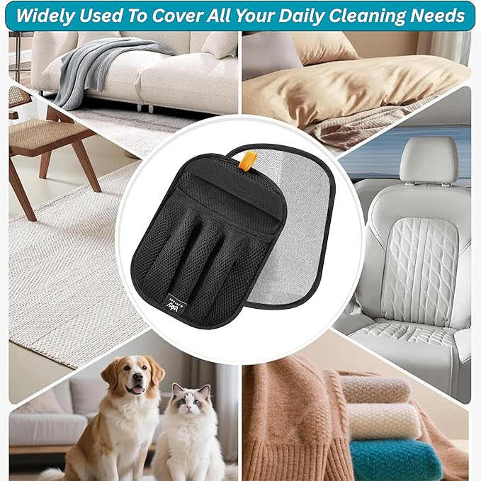 Pet Hair Removal Glove for Cats & Dogs, Five-Finger Electrostatic Reusable Gloves for Removing Fur from Couch, Carpet, Clothing & Car Seats
