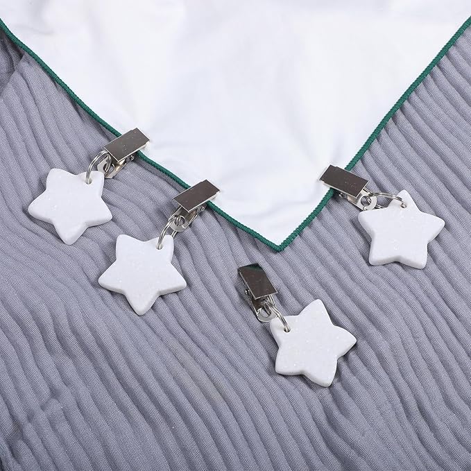 12 Pack Tablecloth Weights, Tablecloth Pendant Stones with Metal Clips, Heavy Marble Tablecloth Hangers, Stainless Steel Table Cover Clamps for Decoration, Outdoor, Picnic, Family Dinner Party