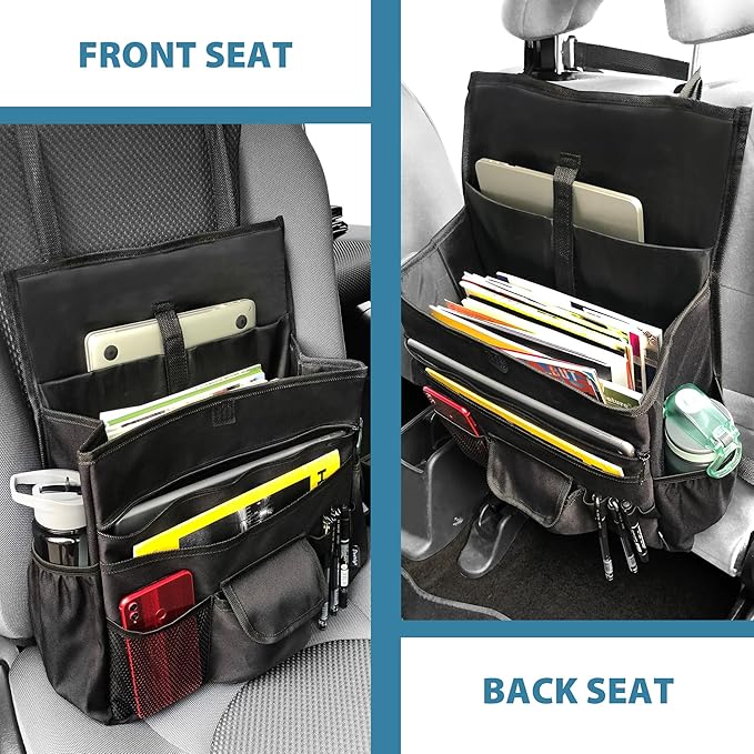 Elantrip Car Front Seat Organizer, Back Seat Storage with Adjustable Straps, Truck Seat Organizers for Delivery Drivers, Office Files, Passenger Seat
