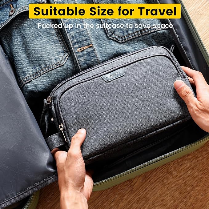 Vorspack Travel Toiletry Bag - Water Resistant Travel Bag for Toiletries, Cosmetics, Accessories, Gifts for Men - Grey