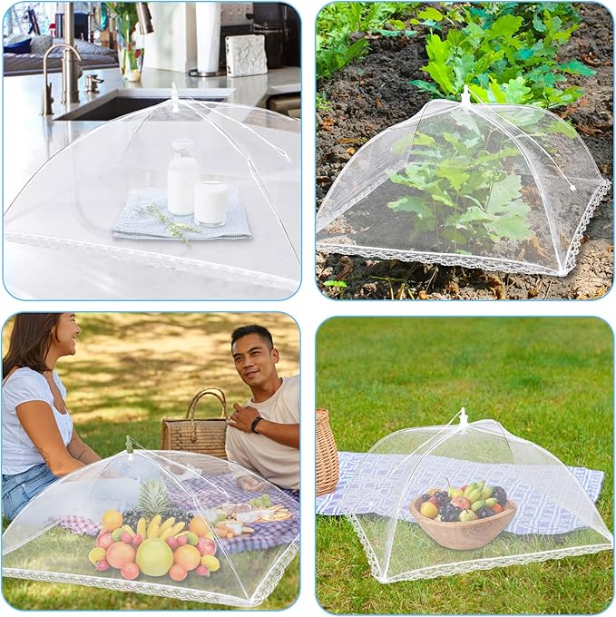 10 PACK Mesh Food Covers for Outside, Food Covers Outdoors Pop-up Food Tents 2 Extra Large (40"x24") & 8 Large (17"x17") for Picnic, Camping Supplies