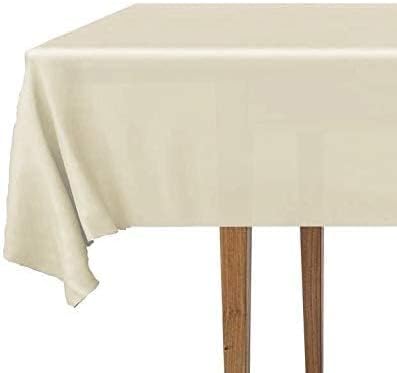 DecorRack 12 Rectangular Tablecloths BPA-Free Plastic, 54 x 108 inch, Dining Table Cloth, Rectangle Table Cover for Parties, Picnic, Camping and Outdoor, Disposable or Reusable, Ivory/Cream (12 Pack)