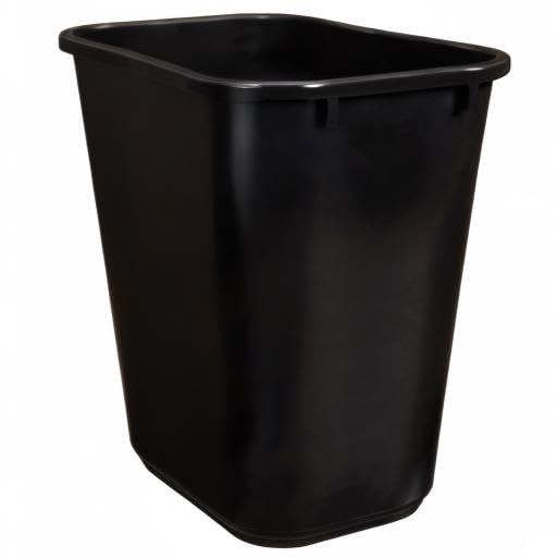 Amazon Basics Rectangular Commercial Office Wastebasket, Easy to Clean, 7 Gallon, Black, 6-Pack