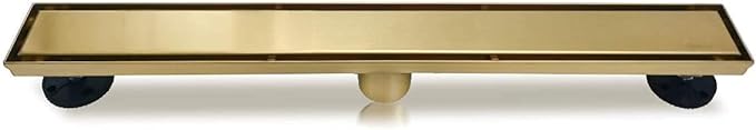 Neodrain 48-Inch Gold Linear Shower Drain, 2-in-1 Flat & Tile Insert Cover, Stainless Steel Linear Drain, Brushed Brass Rectangle Shower Floor Drain with Hair Strainer, CUPC Certified