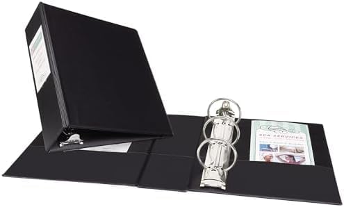 AVERY Mini Binder 2 Inch Round Rings Black | 5.5 x 8.5 Inch | Holds 375 Sheets | With Interior Pockets | Pack of 6
