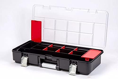 Vertical Parts Organizer Box – Deep Storage Container with 14 Compartments & 6 Removable Dividers – Heavy-Duty Shelf Unit for Hardware, Plumbing, Electrical, or Craft Supplies