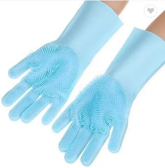 Pet Grooming Gloves, Silicone Massage and Bathing Gloves, Pink, Blue, Green, Violet, Gray (Violet)