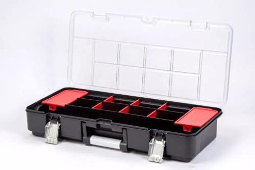 Vertical Parts Organizer Box – Deep Storage Container with 14 Compartments & 6 Removable Dividers – Heavy-Duty Shelf Unit for Hardware, Plumbing, Electrical, or Craft Supplies