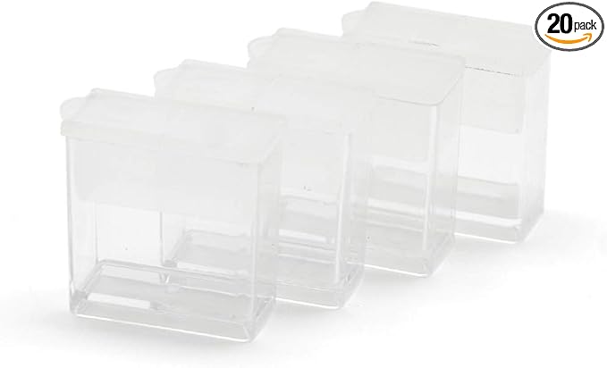 FASHEWELRY 20Pcs 1x1” Plastic Flip Top Seed Bead Small Storage Containers Diamond Painting Box Rectangle Transparent Box Organizers for 5D Embroidery Diamond drill, Nail art & Glitter