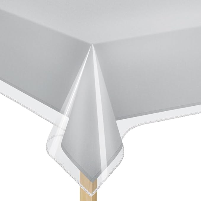 Elaine Karen Clear Plastic Table Cover Protector 100% Waterproof Table Protector Crystal Clear Plastic Tablecloth Cover for Dining Table Heavy Duty Vinyl, 60" x 108" Oval