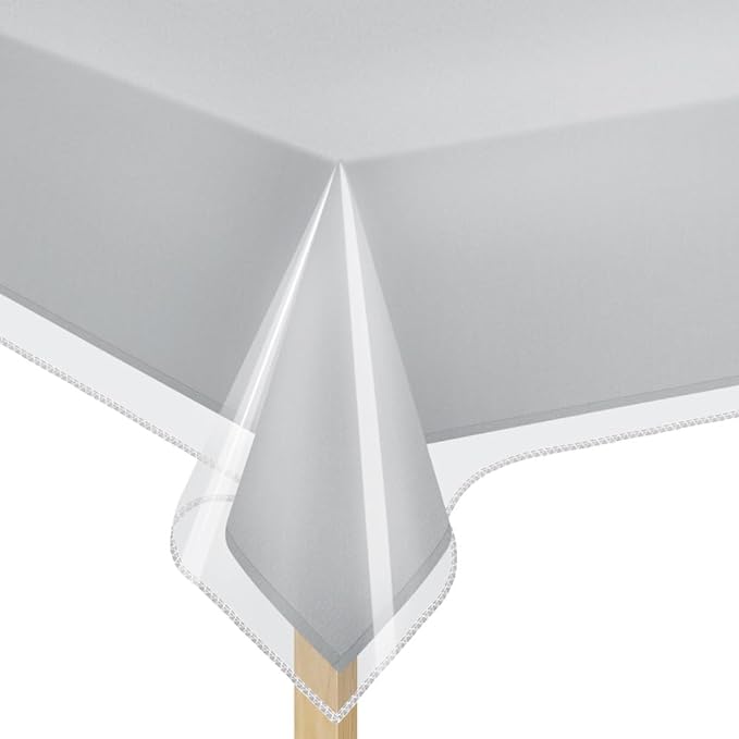 Elaine Karen Clear Plastic Table Cover Protector 100% Waterproof Table Protector Crystal Clear Plastic Tablecloth Cover for Dining Table Heavy Duty Vinyl, 54" x 72" Rectangle