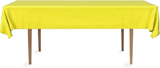 DecorRack 12 Rectangular Tablecloths BPA-Free Plastic, 54 x 108 inch, Dining Table Cloth, Rectangle Table Cover for Parties, Picnic, Camping and Outdoor, Disposable or Reusable, Yellow (12 Pack)