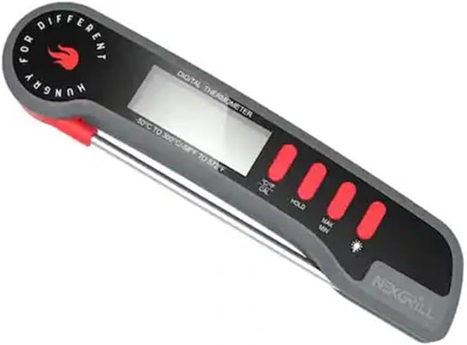 Nexgrill Meat Thermometer Digital, Instant Read Meat Thermometer with Backlight & Stainless Steel Probe, Food Thermometer for Kitchen Cooking, Outdoor Grilling, BBQ – 660-0004B