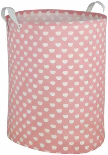 Pink Laundry Basket Kids Hamper Storage Bins Girls Nursery Hamper Waterproof Organizer Toy Box Large Canvas Collapsible Chest for for Bedroom,Clothes Organizer Basket,Toys Bin,Room Decor