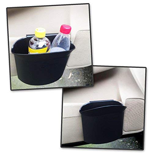 ZONETECH Portable Hanging Mini Car Garbage Can – Classic Black Trash Container - Premium Quality Automotive Universal Compact Traveling Wastebasket for Vehicle,Office,Home (2-Pack)