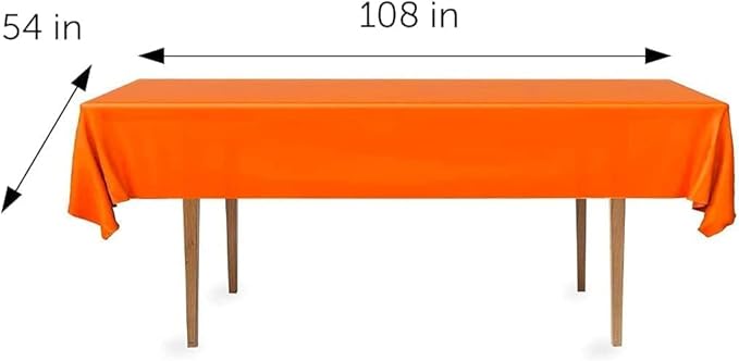 DecorRack 2 Rectangular Tablecloths BPA-Free Plastic, 54 x 108 inch, Dining Table Cloth, Rectangle Table Cover for Parties, Picnic, Camping and Outdoor, Disposable or Reusable, Orange (2 Pack)