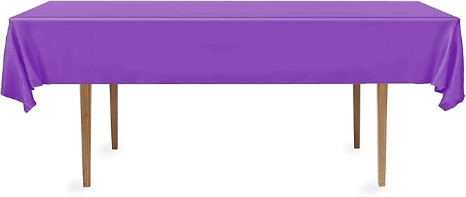 DecorRack 12 Rectangular Tablecloths BPA-Free Plastic, 54 x 108 inch, Dining Table Cloth, Rectangle Table Cover for Parties, Picnic, Camping and Outdoor, Disposable or Reusable, Purple (12 Pack)