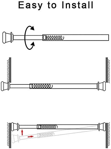 6Pcs Tension Rod, Goowin Tension Curtain Rod, No Drilling Rustproof Spring Small Tension Rod, Adjustable Tension Rods for Closet, Kitchen, Cupboard, Wardrobe, Bookshelf, (Black, 12-20 inch)