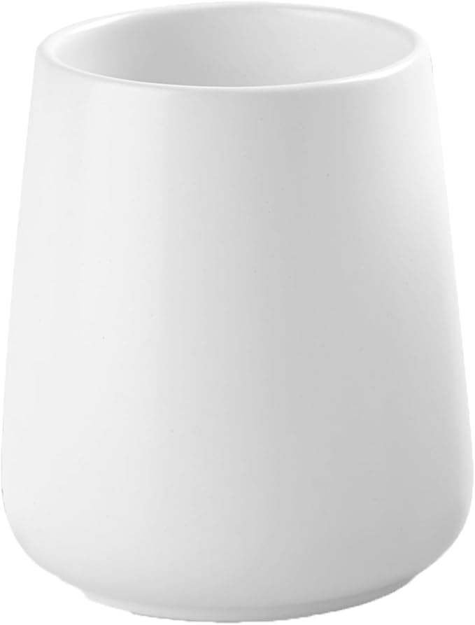 White Toothbrush Holder for Bathroom - Ceramic Tooth Brushing Holders, Toothbrush Cup & Toothpaste Organizer for Bathroom Countertop, Makeup Brush Holder, Pen Holder for Home Desktop Storage