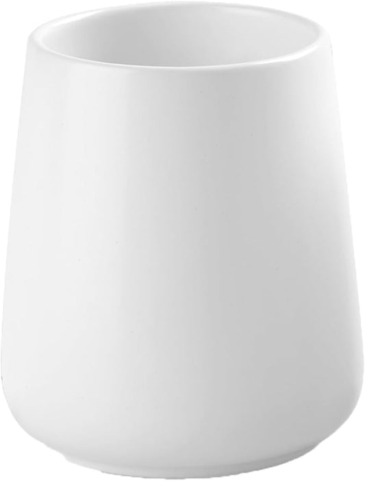 White Toothbrush Holder for Bathroom - Ceramic Tooth Brushing Holders, Toothbrush Cup & Toothpaste Organizer for Bathroom Countertop, Makeup Brush Holder, Pen Holder for Home Desktop Storage