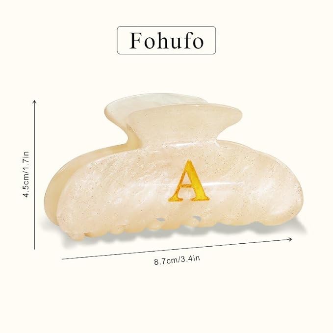 Acrylic Letter Hair Clips for Women - Monogram Hair Claw Alphabet Large Hair Clip, Fashion Glitter Claw Clips Elegant And Durable Hair Accessory, Letter H