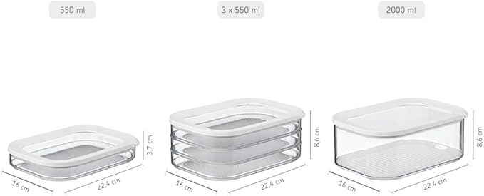 Mepal, MODULA Cheese Box for Cheddar or Mozzarella with Transparent Lid, Airtight, Portable, BPA Free, Holds 68 oz, 1 Count