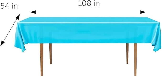DecorRack 2 Rectangular Tablecloths BPA-Free Plastic, 54 x 108 inch, Dining Table Cloth, Rectangle Table Cover for Parties, Picnic, Camping and Outdoor, Disposable or Reusable, Turquoise (2 Pack)