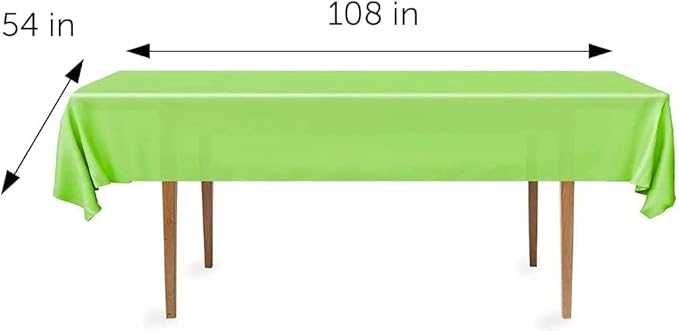 DecorRack 2 Rectangular Tablecloths BPA-Free Plastic, 54 x 108 inch, Dining Table Cloth, Rectangle Table Cover for Parties, Picnic, Camping and Outdoor, Disposable or Reusable, Lime Green (2 Pack)