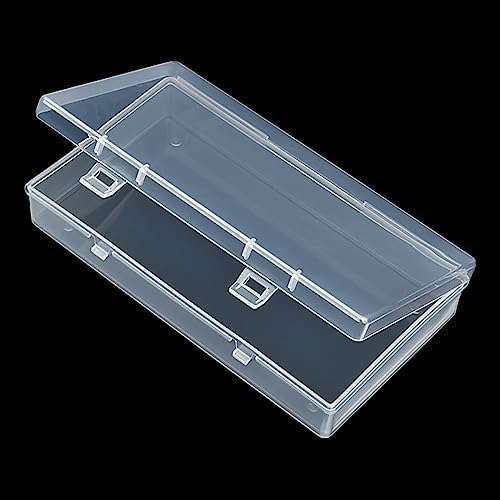 LJY 12 Pieces Rectangular Empty Mini Clear Plastic Organizer Storage Box Containers with Hinged Lids (6.1 x 3.3 x 1.2 inch, Transparent)