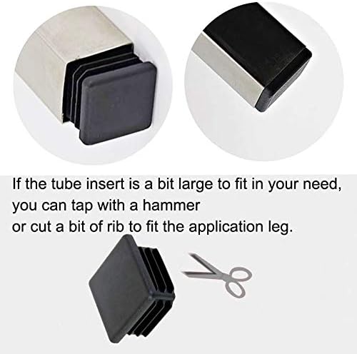 4 Pack 2 x 3 Inch Rectangle Plastic Plug Insert, 50mm×75mm Black End Cap for Metal Tubing, Fence, Glide Insert for Pipe Post, Chairs and Furniture