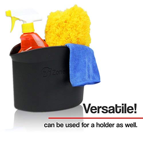 ZONETECH Portable Hanging Mini Car Garbage Can – Classic Black Trash Container - Premium Quality Automotive Universal Compact Traveling Wastebasket for Vehicle,Office,Home (2-Pack)