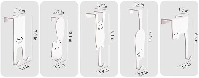 Nooboochichy Over The Door Hooks, Door Hangers Clothes Hangers Behind The Door, Wall-Mounted Cat-Shaped Metal Hangers for Clothes, Hats, and Keys, Set of 5