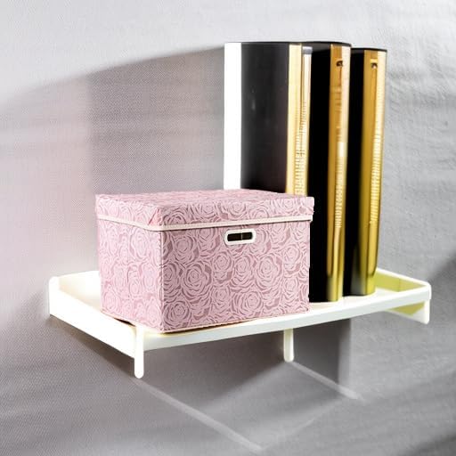 PRANDOM Larger Collapsible Storage Bin with Lid [1-Pack] Fabric Decorative Storage Box Cube Organizer Container Basket with Handles Divider for Bedroom Closet Living Room Pink 17.7x11.8x11.8 Inch