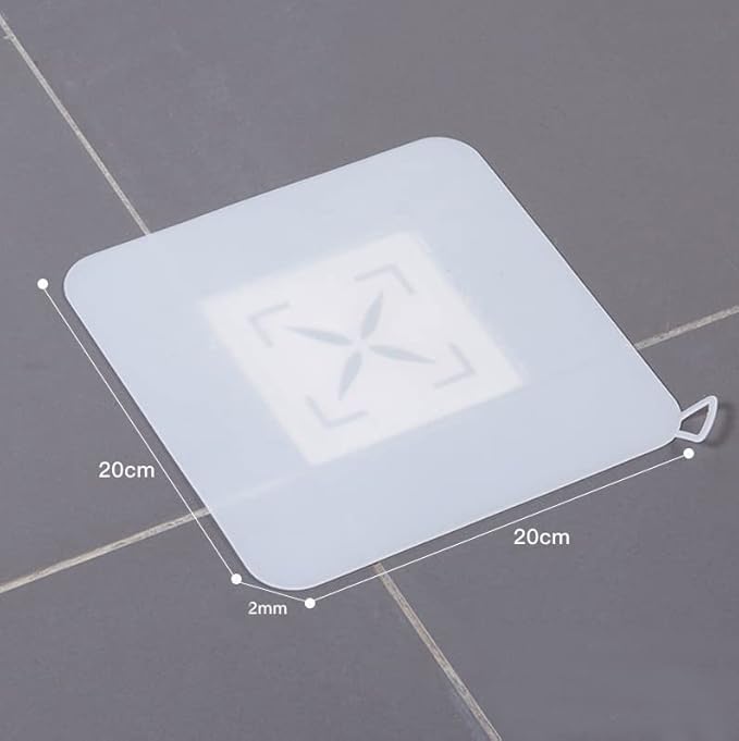 2 Pieces 8 x 8 Inch Silicone Tub Stopper Floor Drain Cover Sewer Anti-Odor Mat Deodorizing Drain Plugs for Kitchen, Bathroom and Laundry