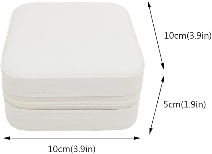 Mini Jewelry Case, Small Travel Jewelry Organizer, Portable Jewelry Box Storage Display Box For Rings, Earrings, Necklaces (White-4)