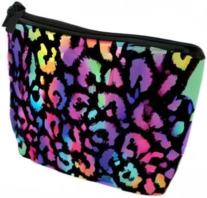 Colorful Leopard Cosmetic Bag Animal Skin Print Makeup Bags,Travel Make up Bags for Women Girls Cute Zipper Pouch Toiletry Organizer Bag Travel Essentials