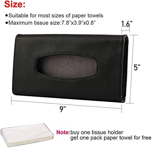 Tissue Box Holder for Car, Car Tissues Holder, Car Napkin Case, Hanging Paper Towel Clip, PU Leather Tissue Box, Paper Carton, Mask Holder for Car Black