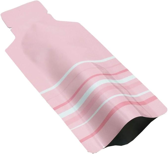 PABCK 100 Pcs Disposable Open Up Mylar Storage Bags Cosmetic Shampoo Liquid Containers Sample Pouch Heat Seal Foil Bag Travel Use Packets for Toiletries Skincare Lotion (Pink, 1.97x4.33 inch)