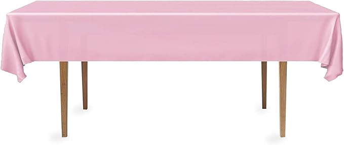 DecorRack 12 Rectangular Tablecloths BPA-Free Plastic, 54 x 108 inch, Dining Table Cloth, Rectangle Table Cover for Parties, Picnic, Camping and Outdoor, Disposable or Reusable, Light Pink (12 Pack)