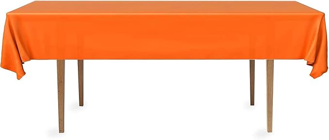 DecorRack 12 Rectangular Tablecloths BPA-Free Plastic, 54 x 108 inch, Dining Table Cloth, Rectangle Table Cover for Parties, Picnic, Camping and Outdoor, Disposable or Reusable, Orange (12 Pack)
