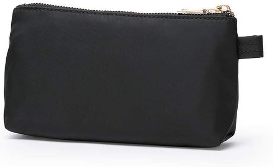 Travel Toiletry Bag for Women Cosmetic Bag with two Dividers Portable Makeup Bag Organizer (Nylon/Black)