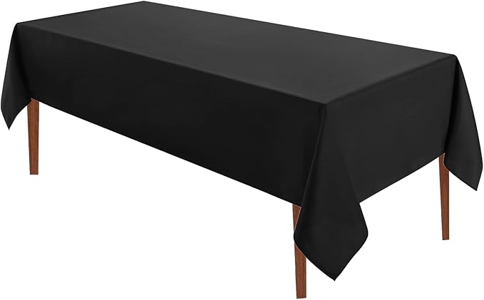 VidaFete 1 Pack 60 * 84inch Rectangle Tablecloth Polyester Table Cloth，Stain Resistant and Wrinkle Polyester Dining Table Cover for Kitchen Dinning Party Wedding Tabletop Buffet Decoration(Black)