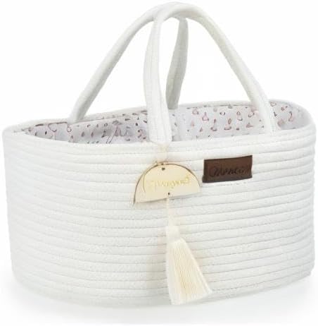 Baby Diaper Caddy Organizer, Portable Nursery Storage Basket with Sturdy Handle Diaper Caddy Basket, Car Caddy for Diapers and Baby Wipes, Newborn Essentials