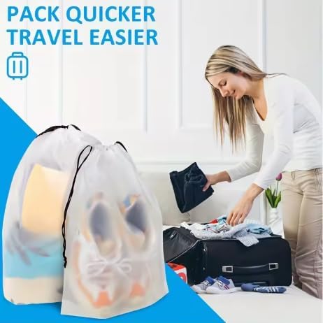 5PCS Shoe Drawstring Eco Storage Bag - Waterproof Transparent Travel Organizer for Shoes, Sundries & Makeup