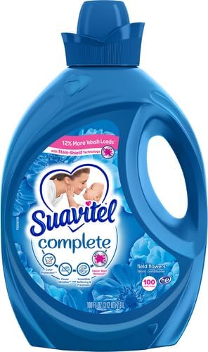 Suavitel Complete Liquid Fabric Softener, Fabric Conditioner, HE Compatible, 100 Small Loads, Field Flowers Scent, 100 fl oz Bottle